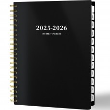 Ymumuda 2025 Planner - Monthly Planner 2025-2026, JAN.2025 to DEC.2026, 8.5" x 11", Large Planner with Spiral Bound, Perfect for School & Office Schedule, Black