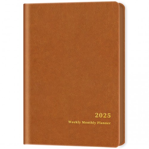 2025 Planner, Weekly Monthly Planner 2025, 8.25"×5.85", 12 Months, JAN.2025 to DEC.2025, School Planner with Soft Flexible Cover, Premium Thick Paper, for School Work Office, Brown