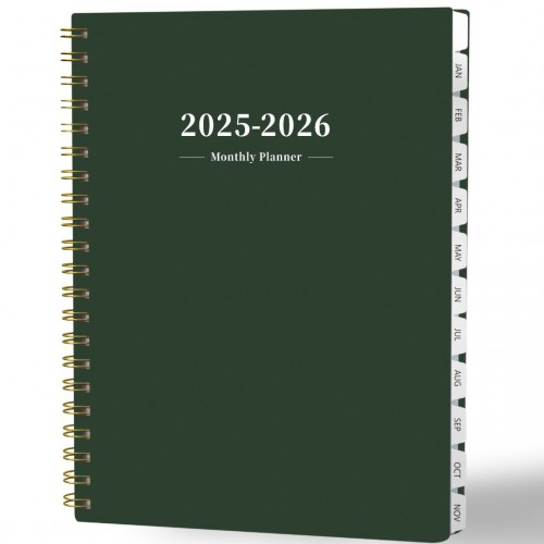 Ymumuda 2025 Planner - Monthly Planner 2025-2026, JAN.2025 to DEC.2026, 8.5" x 11", Large Planner with Spiral Bound, Perfect for School & Office Schedule, Deep Green