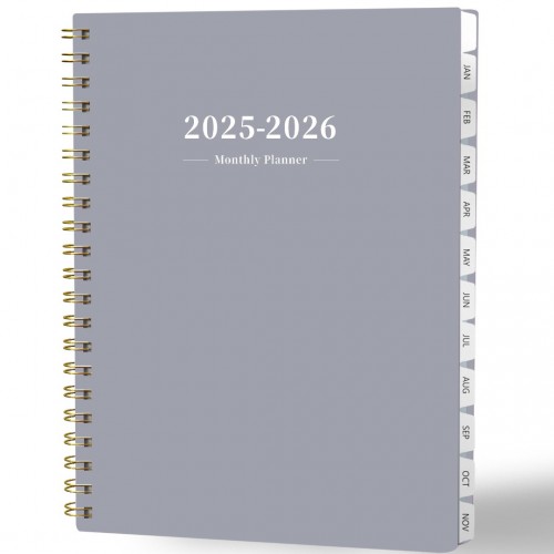 Ymumuda 2025 Planner - Monthly Planner 2025-2026, JAN.2025 to DEC.2026, 8.5" x 11", Large Planner with Spiral Bound, Perfect for School & Office Schedule, Grey