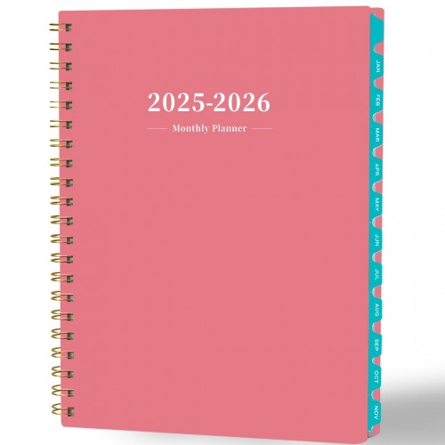 Ymumuda 2025 Planner - Monthly Planner 2025-2026, JAN.2025 to DEC.2026, 8.5" x 11", Large Planner with Spiral Bound, Perfect for School & Office Schedule, Pink