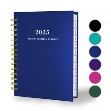 Ymumuda 2025 Planner, Weekly Monthly Planner 2025, JAN.2025 to DEC.2025, 8.4"ﾗ6", School Planner Spiral Bound for School Home Office, Dark Blue