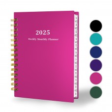 Ymumuda 2025 Planner, Weekly Monthly Planner 2025, JAN.2025 to DEC.2025, 8.4"ﾗ6", School Planner Spiral Bound for School Home Office, Deep Pink