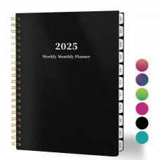 Ymumuda 2025 Planner Weekly Monthly, JAN.2025 to DEC.2025, 12 Months, 8.5" X 11", 2025 Large Monthly Calendar Planner with Spiral Bound, Excellent for School Office Supplies, Black