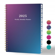 Ymumuda 2025 Planner Weekly Monthly, JAN.2025 to DEC.2025, 12 Months, 8.5" X 11", 2025 Large Monthly Calendar Planner with Spiral Bound, Excellent for School Office Supplies, Blue & Purple