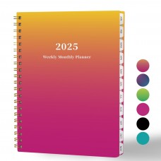 Ymumuda 2025 Planner Weekly Monthly, JAN.2025 to DEC.2025, 12 Months, 8.5" X 11", 2025 Large Monthly Calendar Planner with Spiral Bound, Excellent for School Office Supplies, Orange Pink