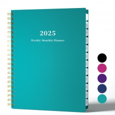 Ymumuda 2025 Planner Weekly Monthly, JAN.2025 to DEC.2025, 12 Months, 8.5" X 11", 2025 Large Monthly Calendar Planner with Spiral Bound, Excellent for School Office Supplies, Turquoise