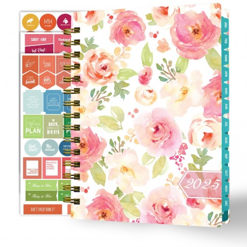 Ymumuda 2025 Planner, 12-Month Daily Weekly Monthly Planner from JAN.2025 to DEC.2025, 8.4" X 6", Spiral Planner Notebook with Stickers, Elastic Closure, Inner Pocket - Floral Ink