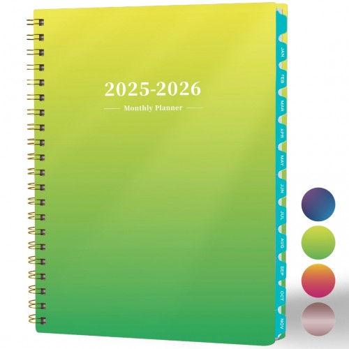 Ymumuda 2025-2026 Monthly Planner - 2 Year Monthly Planner, JAN.2025 to DEC.2026, 8.5" x 11", Large Planner with Spiral Bound, 24 Coated Tabs, Perfect for School & Office Schedule, Gradient Green