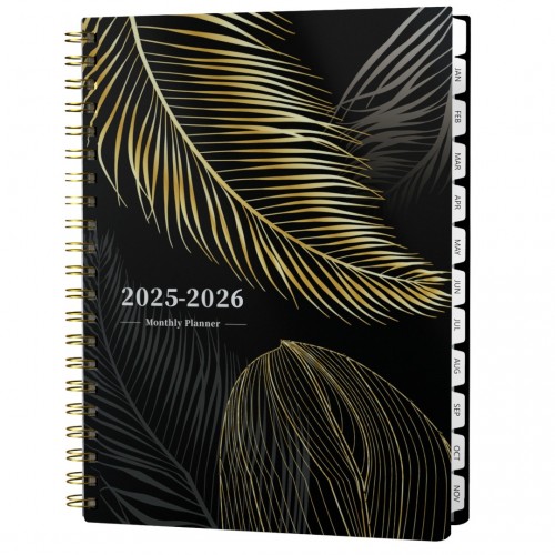 Ymumuda 2025-2026 Monthly Planner - 2 Year Monthly Planner, JAN.2025 to DEC.2026, 8.5" x 11", Large Planner with Spiral Bound, Perfect for School & Office Schedule, Leaves