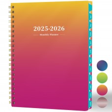 Ymumuda 2025-2026 Monthly Planner - 2 Year Monthly Planner, JAN.2025 to DEC.2026, 8.5" x 11", Large Planner with Spiral Bound, 24 Coated Tabs, Perfect for School & Office Schedule, Orange & Pink