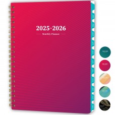 Ymumuda 2025-2026 Monthly Planner - 2 Year Monthly Planner, JAN.2025 to DEC.2026, 8.5" x 11", Large Planner with Spiral Bound, 24 Coated Tabs, Perfect for School & Office Schedule, Gradient Deep Pink