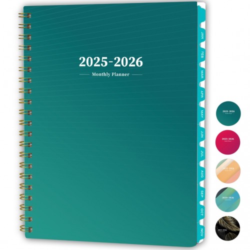 Ymumuda 2025-2026 Monthly Planner - 2 Year Monthly Planner, JAN.2025 to DEC.2026, 8.5" x 11", Large Planner with Spiral Bound, 24 Coated Tabs, Perfect for School & Office Schedule, Gradient Deep Green