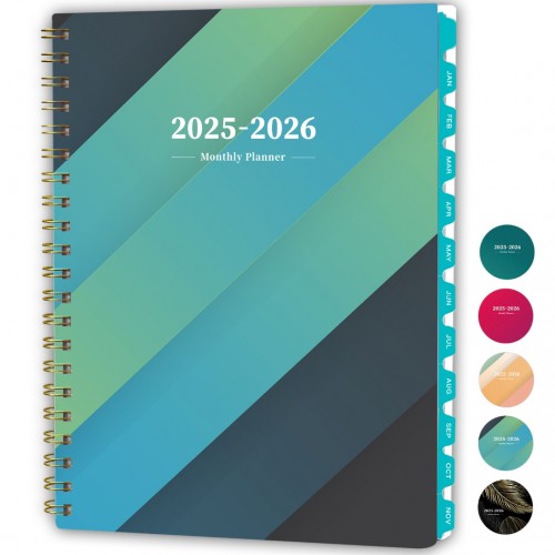 Ymumuda 2025-2026 Monthly Planner - 2 Year Monthly Planner, JAN.2025 to DEC.2026, 8.5" x 11", Large Planner with Spiral Bound, 24 Coated Tabs, Perfect for School & Office Schedule, Black Green