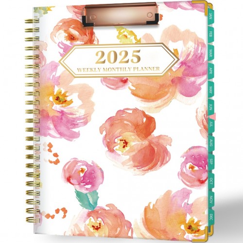 Ymumuda 2025 Planner with Clipboard, 2025 Weekly Monthly Planner from JAN. 2025 TO DEC. 2025, 8.5" x 11", Large Planners with Ample Writing Space, Inner Pocket & Coated Tabs, Excellent for School & Office Schedule