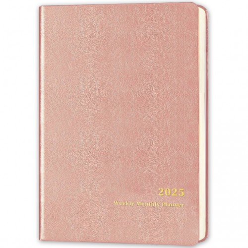 Ymumuda 2025 Planner, Weekly Monthly Planner 2025, 8.25"×5.85", 12 Months, JAN.2025 to DEC.2025, School Planner with Soft Flexible Cover, Premium Thick Paper, for School Work Office, Rose Golden