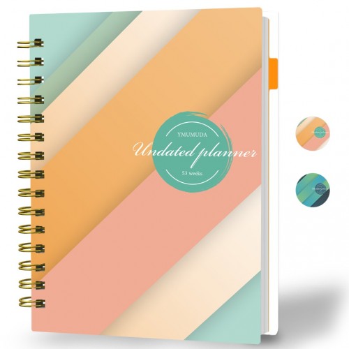 Daily Planner Undated Weekly Monthly - To Do List Notebook with Habit Tracker, 53-Week, 8.4" x 6", A5 Agenda Planner for Work, School & Office, Spiral Binding, Start Anytime