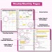 Ymumuda 2025 Planner, Weekly Monthly Planner 2025, JAN.2025 to DEC.2025, 8.4"ﾗ6", School Planner Spiral Bound for School Home Office, Deep Pink