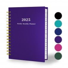 Ymumuda 2025 Planner, Weekly Monthly Planner 2025, JAN.2025 to DEC.2025, 8.4"ﾗ6", School Planner Spiral Bound for School Home Office, Purple