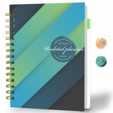 Daily Planner Undated Weekly Monthly - To Do List Notebook with Habit Tracker, 53-Week, 8.4" x 6", A5 Agenda Planner for Work, School & Office, Spiral Binding, Start Anytime