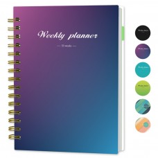 Daily Planner Undated Weekly Monthly - To Do List Notebook with Habit Tracker, 53-Week, 8.4" x 6", A5 Agenda Planner for Work, School & Office, Spiral Binding, Start Anytime - Turquoise