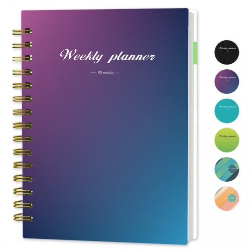 Daily Planner Undated Weekly Monthly - To Do List Notebook with Habit Tracker, 53-Week, 8.4" x 6", A5 Agenda Planner for Work, School & Office, Spiral Binding, Start Anytime - Turquoise