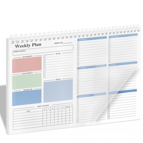 Weekly To Do List Notepad - Weekly Planner Notepad with Undated 52 Sheets, 8.5x11", Weekly To Do Pad with Habit Tracker, Perfect Work Office & School Organization for Women, Teacher, College Students