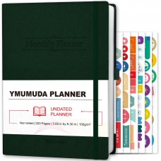 Ymumuda Undated Daily Planner, Weekly Monthly Planner Notebook with Hourly Schedule, Productivity Journal Planner 2024 for Goal Achievement, Lasts 6 Months, Start Anytime - A5(8.3"×5.6"), Green