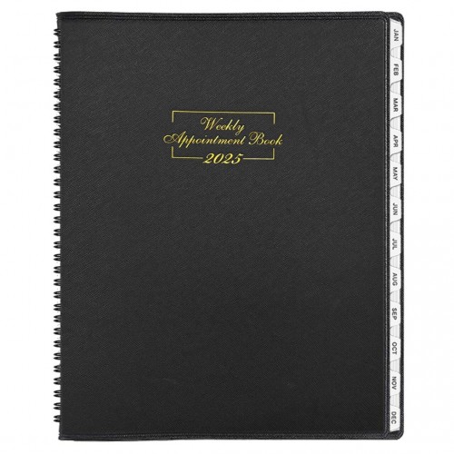 Ymumuda Daily Planner 2025 - Weekly Appointment Book Planner 2025, Daily Planner Appointment Book with 15 Minutes Increments, 8.5" x 11", Large, JAN - DEC 2025, Ideal for School Office Work Schedule - Black