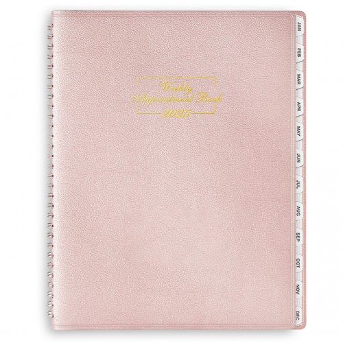 Ymumuda Daily Planner 2025 - Weekly Appointment Book Planner 2025, Daily Planner Appointment Book with 15 Minutes Increments, 8.5" x 11", Large, JAN - DEC 2025, Ideal for School Office Work Schedule - Rose Golden